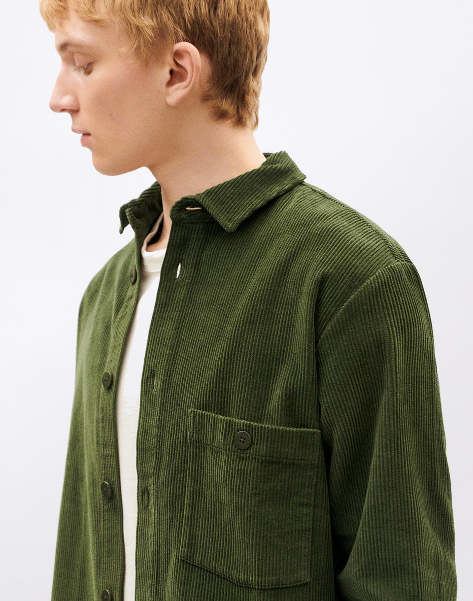 Bottle Green Corduroy Theo Overshirt