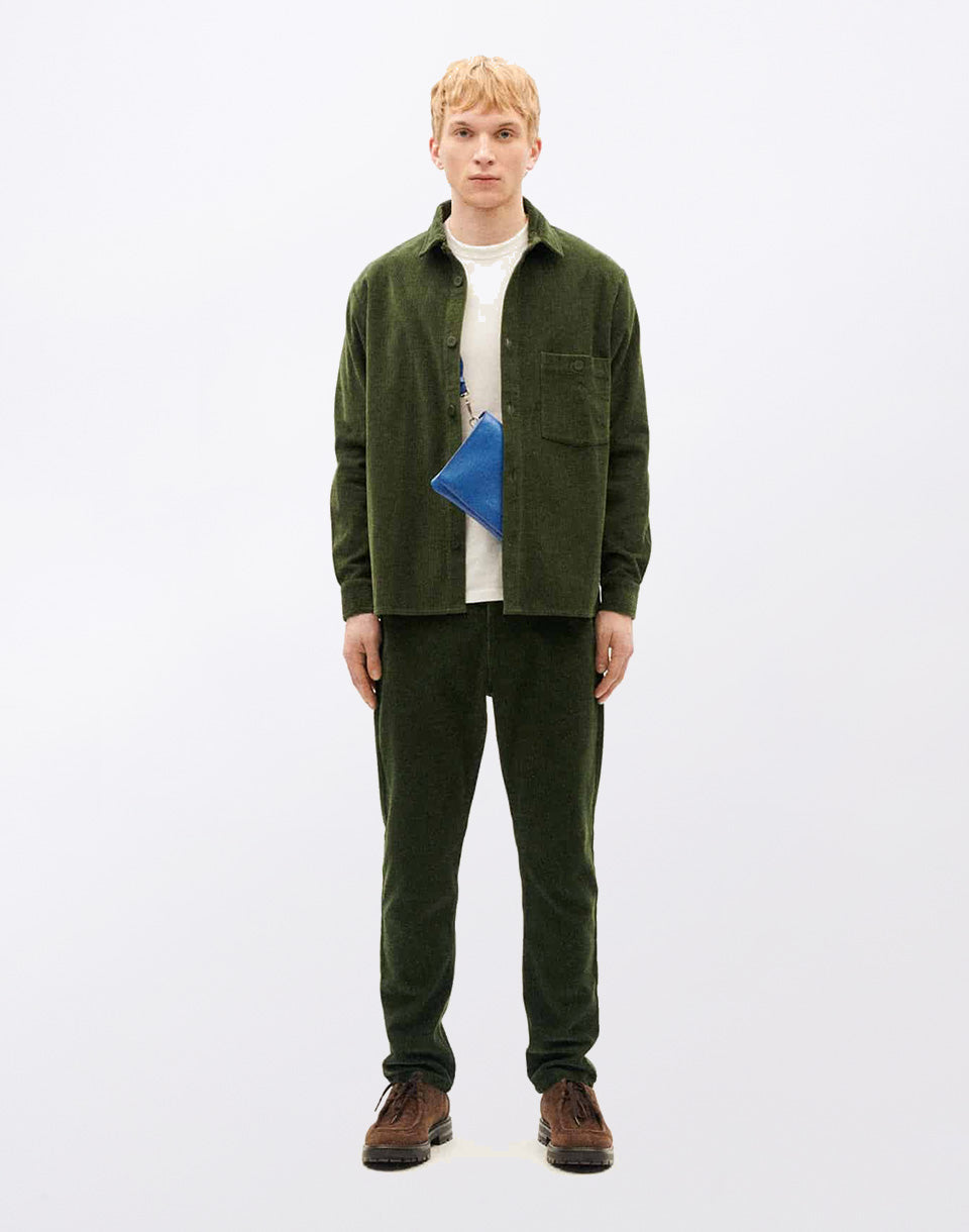 Bottle Green Corduroy Theo Overshirt