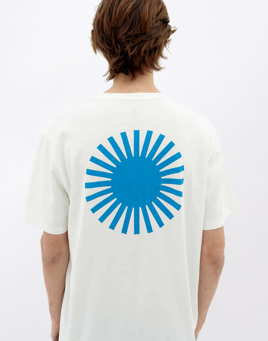 White T-Shirt Sun Blue Back