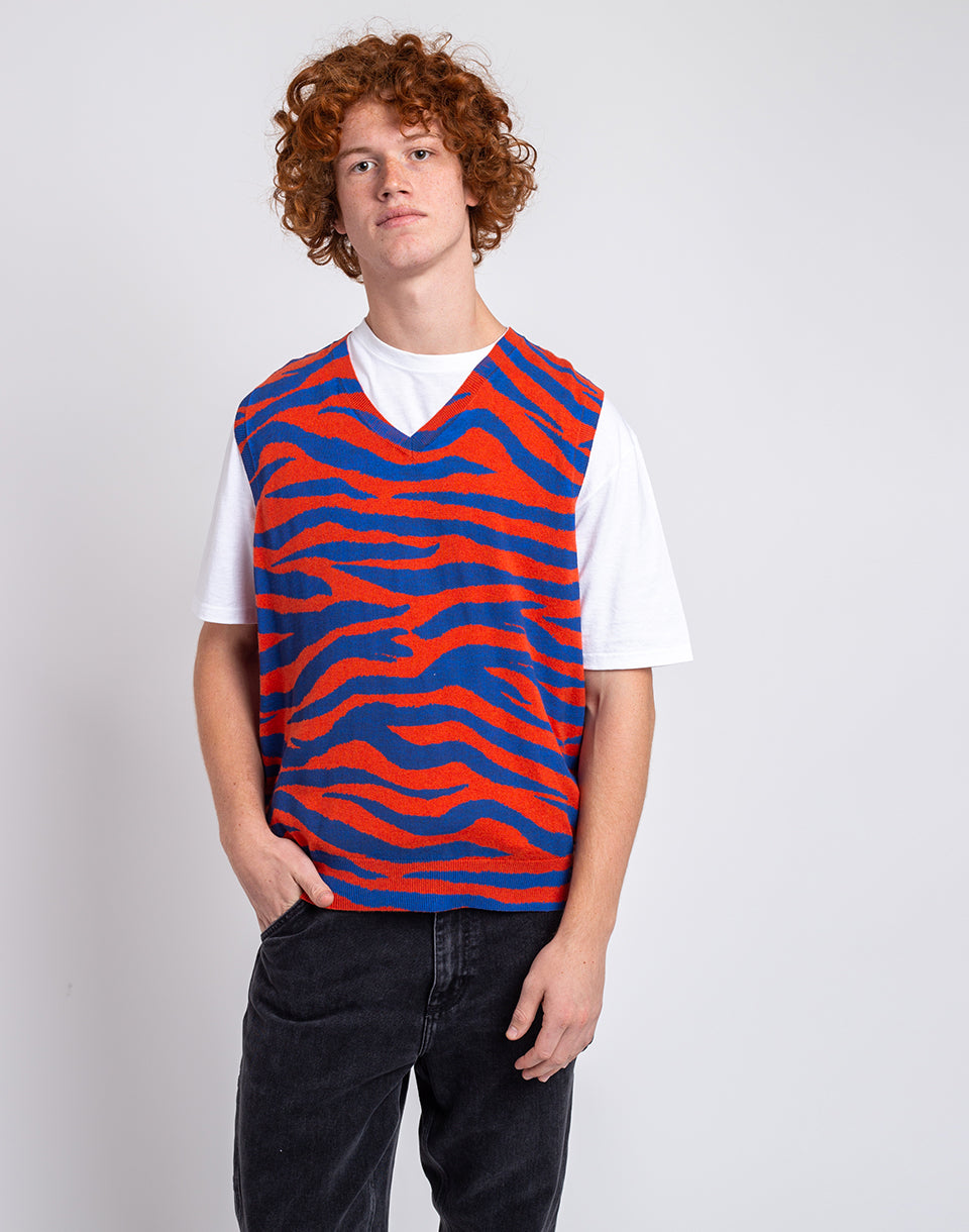 Tiger Printed Sweater Vest