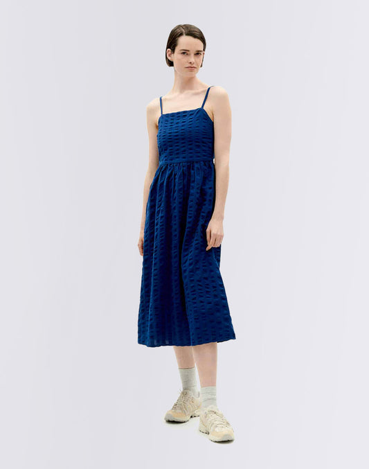 Navy Big Seersucker Paola Dress