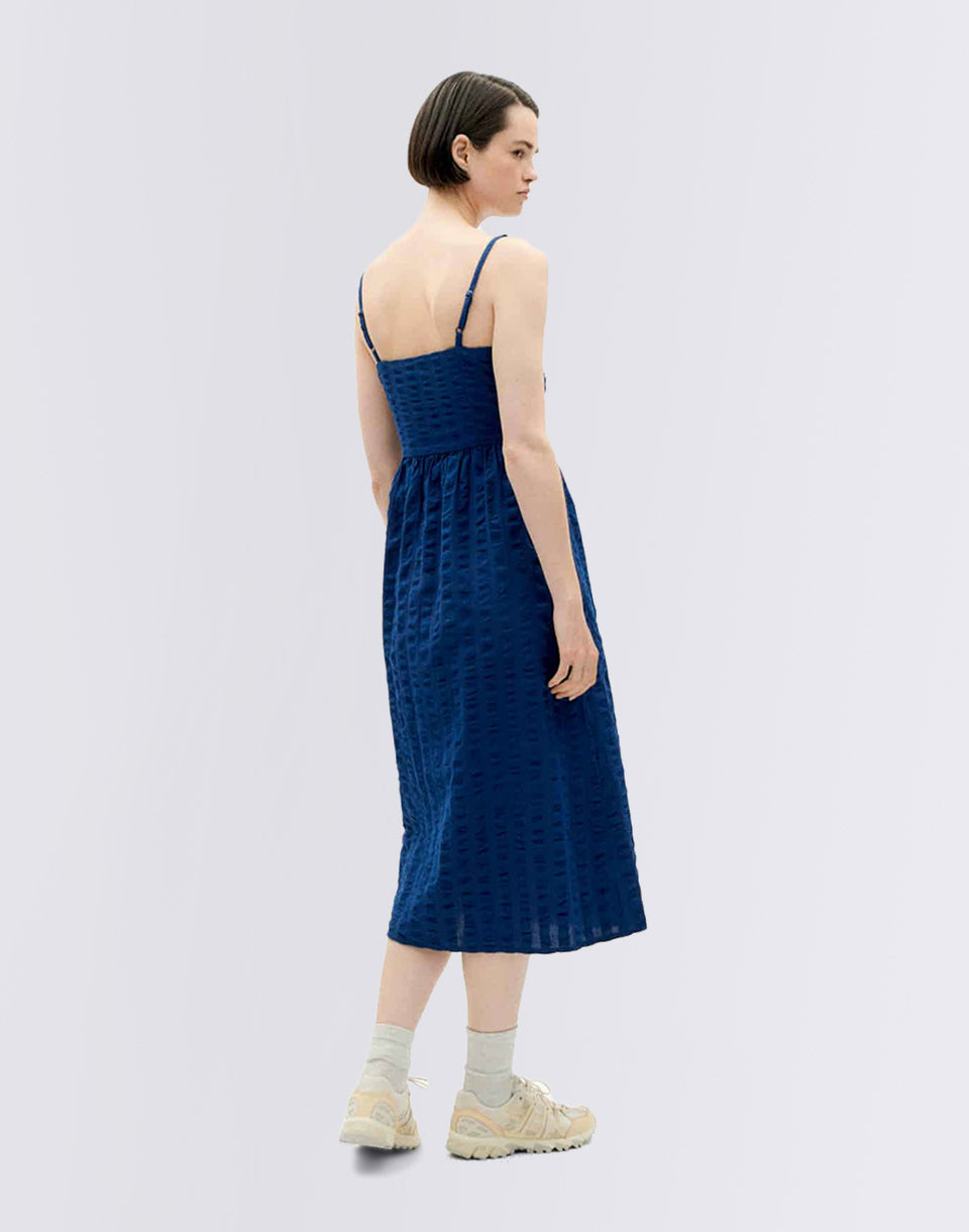 Navy Big Seersucker Paola Dress