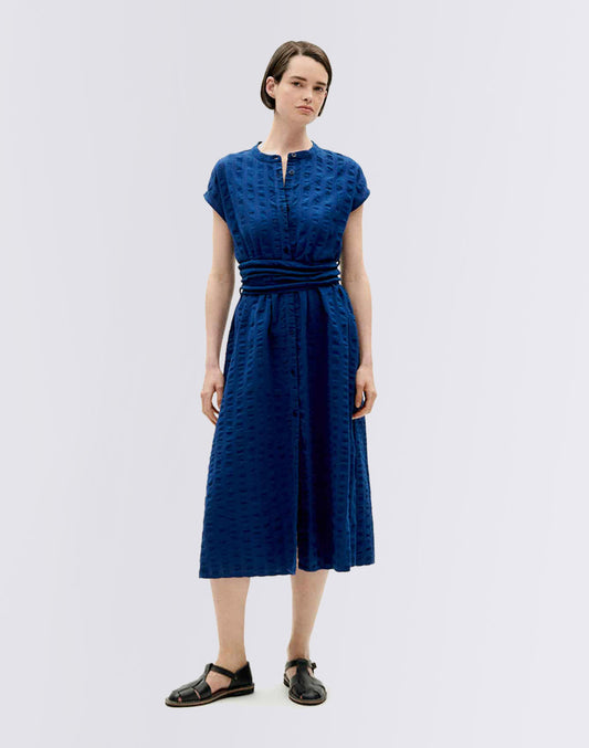 Navy Big Seersucker Gretel Dress